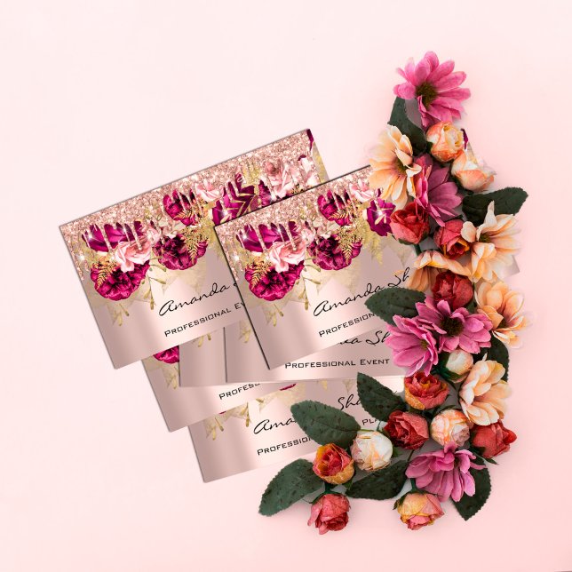 Carte De Visite Logo du Rose Mariage du gestionnaire d'événements  (Créateur téléchargé)