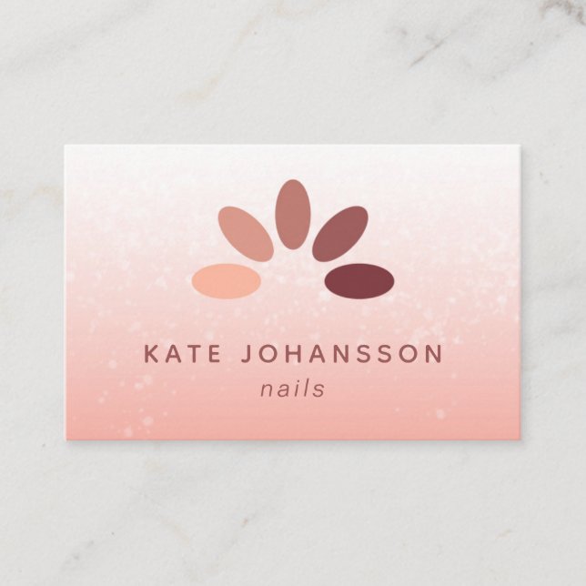 Carte De Visite Logo du salon de ongle Moderne Peach Rosy Manicuri (Devant)