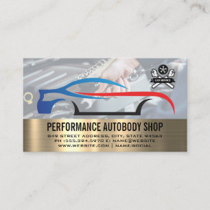 Carte De Visite Logo du service automobile   Mécanique sur moteur