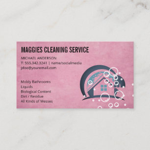 Carte De Visite Logo du service de nettoyage à domicile   Bulles d