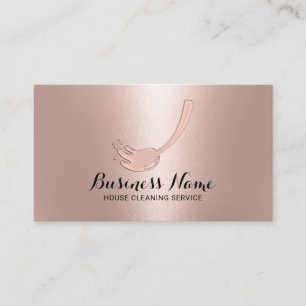 Carte De Visite Logo du service de nettoyage de la maison Rose Gol