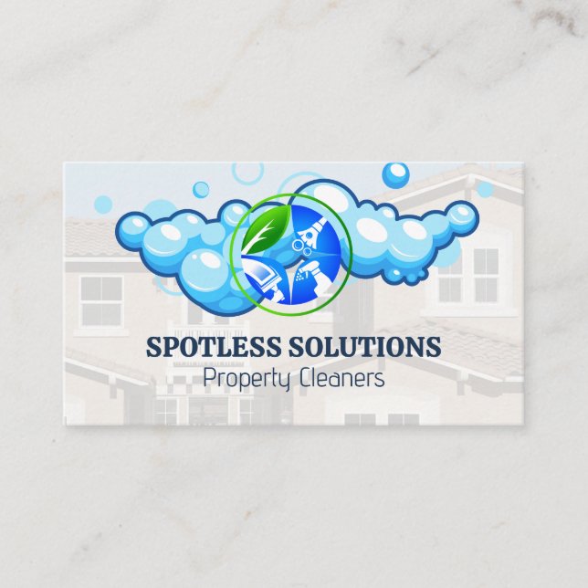Carte De Visite Logo du service de nettoyage | Quartier (Devant)