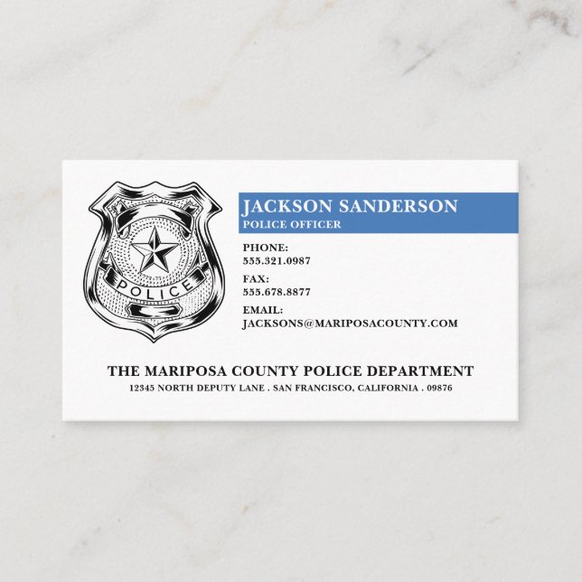 Carte De Visite Logo du service de police (Devant)