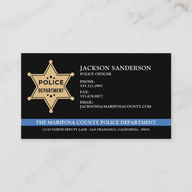 Carte De Visite Logo du service de police du shérif Police Applica (Devant)