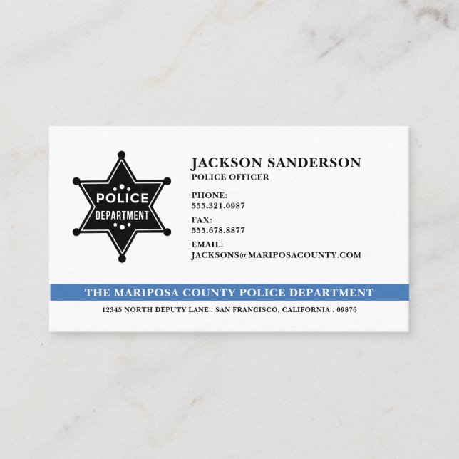 Carte De Visite Logo du service de police du Sheriff (Devant)