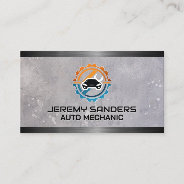 Carte De Visite Logo du service de réparation automatique | Mécani (Devant)