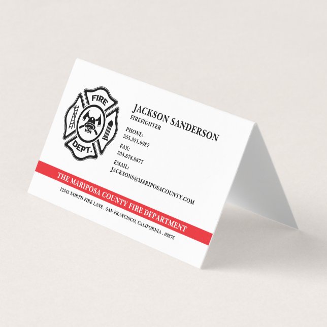 Carte De Visite Logo du service d'incendie personnalisable pompier (Devant)