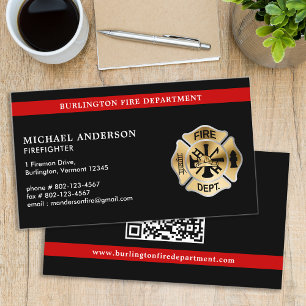 Carte De Visite Logo du service d'incendie personnalisé Code QR Po
