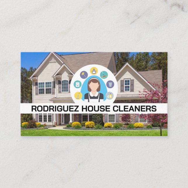 Carte De Visite Logo du service domestique | Jardin avant de la ma (Devant)