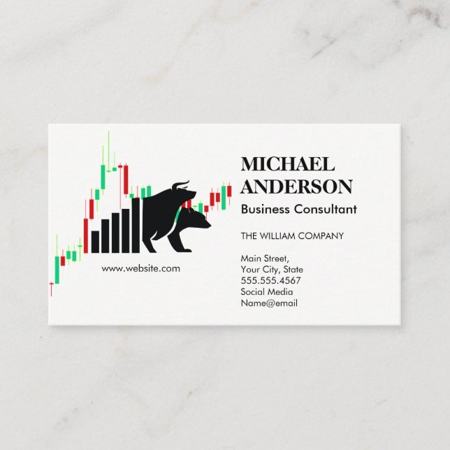 Carte De Visite Logo du Stock Bull Bear | Tableau des chandeliers (Devant)