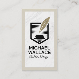 Carte De Visite Logo du stylo en plume Quill   Blanc marbre