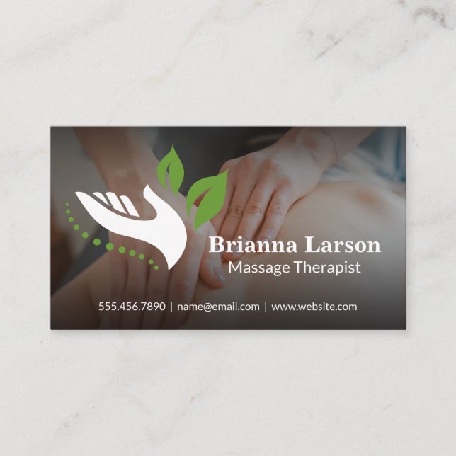 Carte De Visite Logo du thérapeute de massage à la main | Santé (Devant)