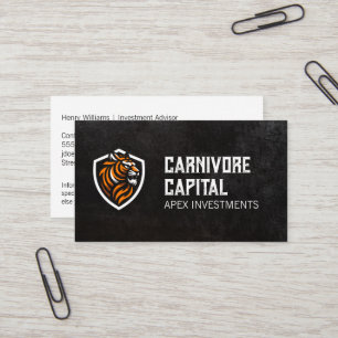 Carte De Visite Logo du tigre Texture noire lisse