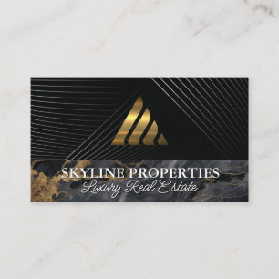 Carte De Visite Logo du triangle métal or   Marbre   Entreprise