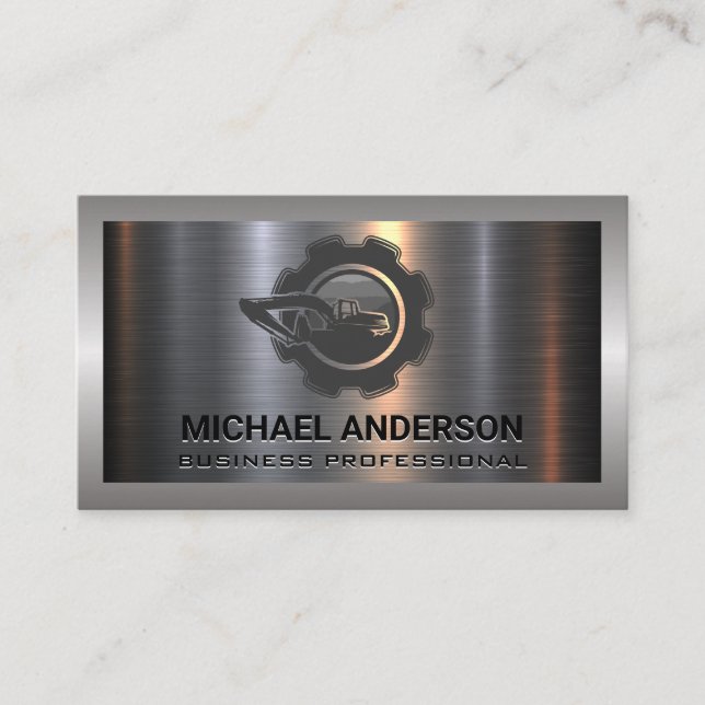 Carte De Visite Logo du véhicule de construction | Métallurgique (Devant)