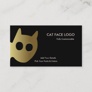 Carte De Visite Logo du visage de chat - Gold Cat