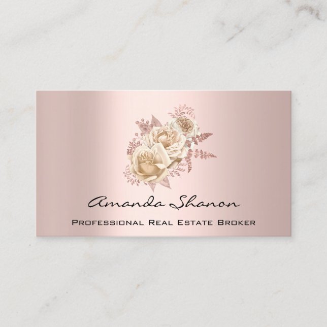 Carte De Visite Logo du Wedding planner Floral Rose QRCODE (Devant)