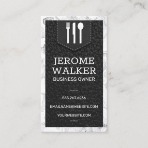Carte De Visite Logo d'ustensile   Bracelet en cuir pointu   Marbr