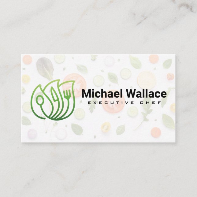Carte De Visite Logo d'ustensiles biologiques | Arrière - plan de  (Devant)