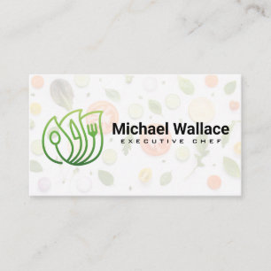 Carte De Visite Logo d'ustensiles biologiques   Fond de légumes