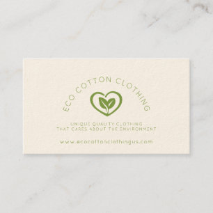 Carte De Visite Logo écologique du coeur de deux feuilles vêtement
