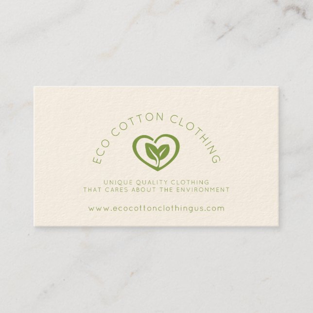 Carte De Visite Logo écologique du coeur de deux feuilles vêtement (Devant)