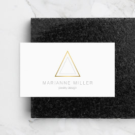 Carte De Visite Logo Edgy Faux Gold Triangle sur Blanc