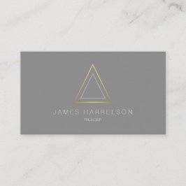 Carte De Visite Logo Edgy Faux Gold Triangle sur Grey