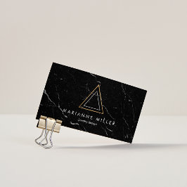 Carte De Visite Logo Edgy Rose Gold Triangle en marbre noir