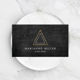 Carte De Visite Logo Edgy Rose Gold Triangle sur bois noir