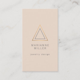 Carte De Visite Logo Edgy Rose Gold Triangle sur Peach