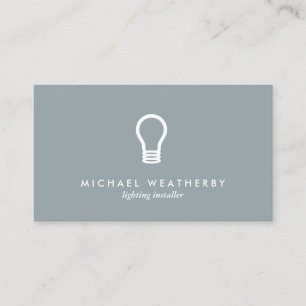Carte De Visite LOGO ÉLECTRIQUE MODERNE LIGHTBULB sur SLATE GRAY