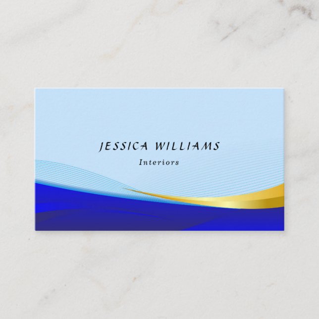 Carte De Visite Logo élégant Blue Gold Luxury Designer (Devant)