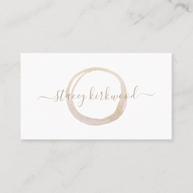 Carte De Visite Logo Elegant Blush moderne Faux Gold Glitter Circl (Devant)