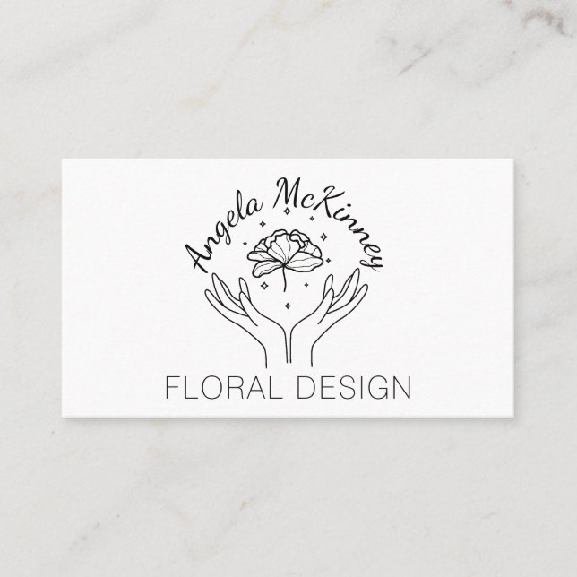 Carte De Visite Logo élégant Boho Hands & Flower Florist (Devant)