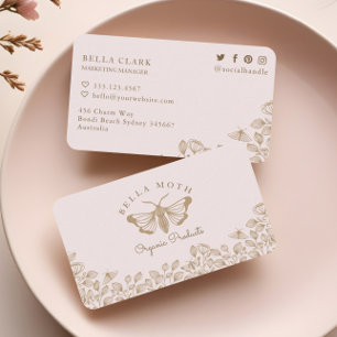 Carte De Visite Logo élégant & chic Rose & Or Florals & Moth