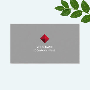Carte De Visite Logo élégant de diamant bordeaux sur gris