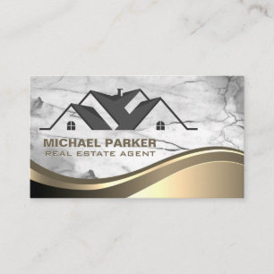 Carte De Visite Logo élégant d'immobilier   Pierre de marbre