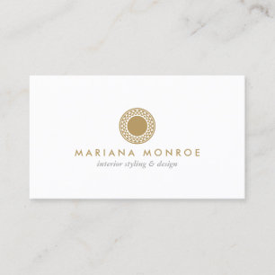 Carte De Visite LOGO ÉLÉGANT du SOLEIL d'OR sur le BLANC