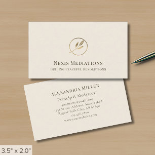 Carte De Visite Logo Elegant Ivoire Gold Leaf