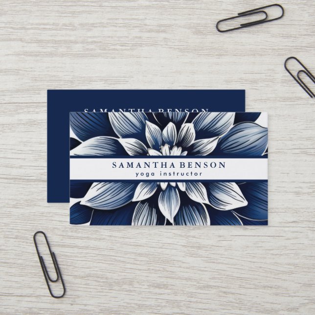 Carte De Visite Logo élégant Lotus Flower Yoga (Devant/Arrière en situation)