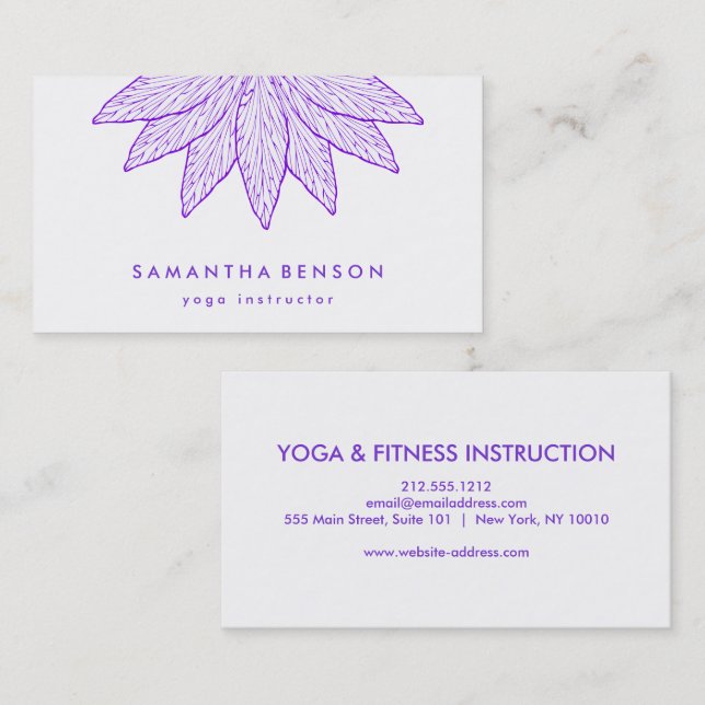 Carte De Visite Logo élégant Lotus Flower Yoga (Devant / Derrière)