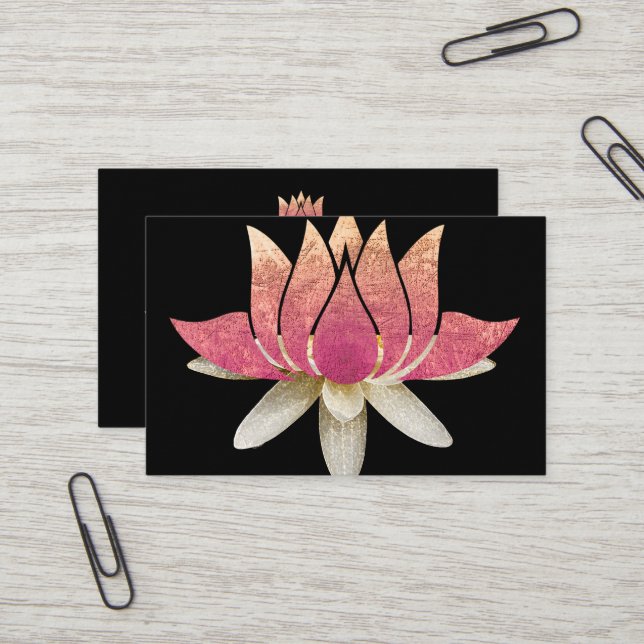 Carte De Visite Logo élégant Lotus Flower Yoga (Devant/Arrière en situation)