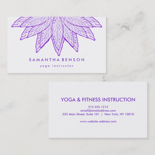 Carte De Visite Logo élégant Lotus Flower Yoga (Devant / Derrière)