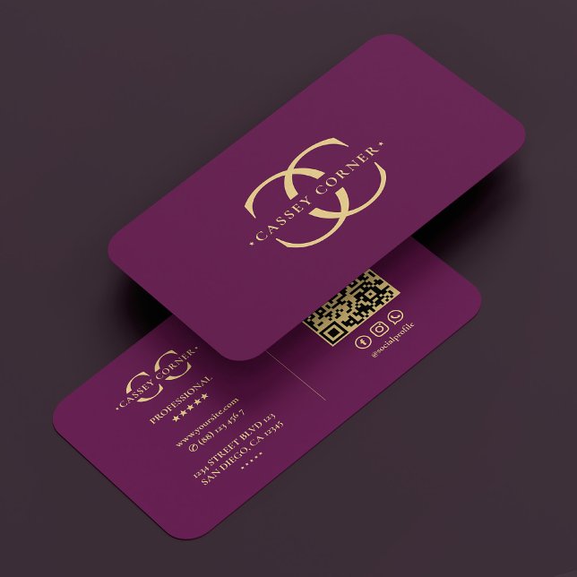 Carte De Visite Logo Élégant Monogramme C Moderne Luxe Violet (Elegant Logo Monogram C Modern Luxury Purple Business Card
)