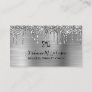 Carte De Visite Logo Élégant Parties scintillant en argent métalli