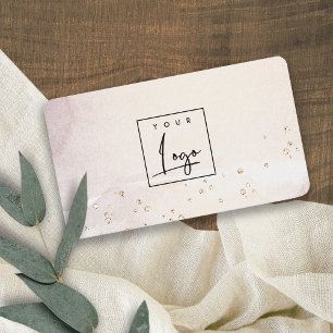 Carte De Visite Logo Elégant Rose Abstrait Gold Purple Aquarelle