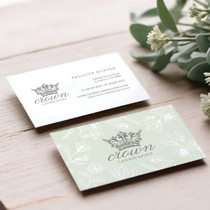 Carte De Visite Logo élégant Royal Floral & Foliage Crown