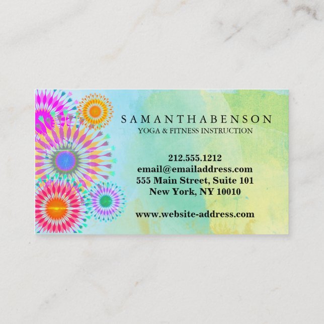 Carte De Visite Logo élégant Yoga méditation Lotus Fleurs (Dos)