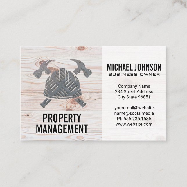 Carte De Visite Logo en acier de construction | Bois (Devant)